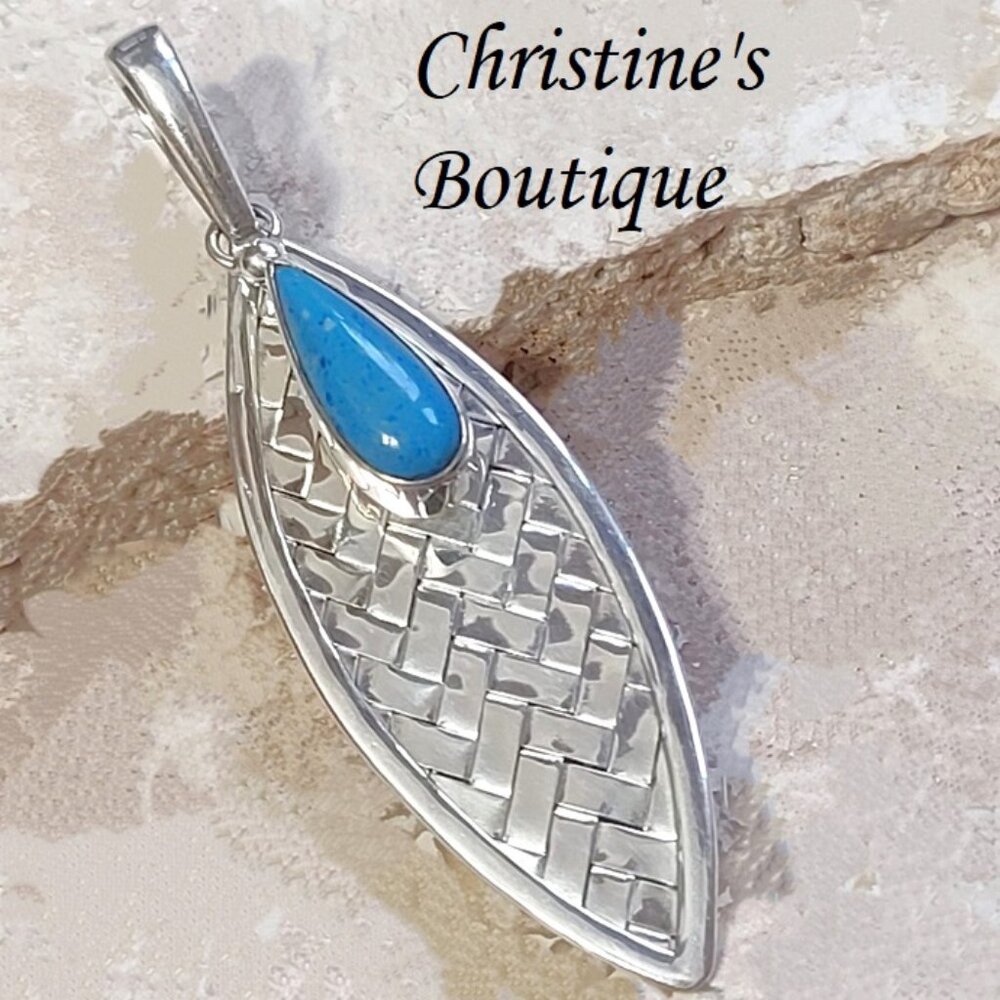 Gemstone pendant, blue denim lapis in 925 sterling silver